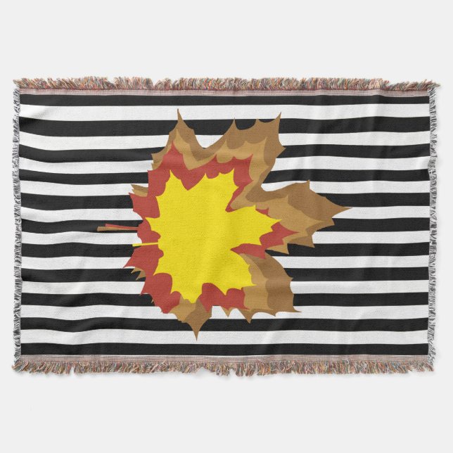 Manta Black Autumnal Strips com Folhas (Frente)