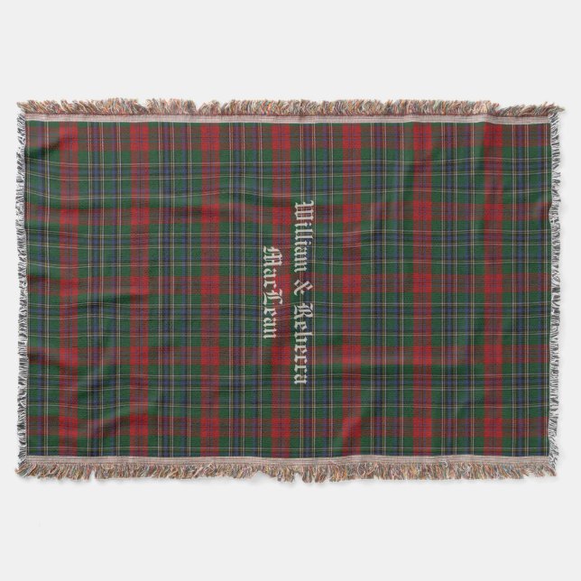 Manta Blanket de Xadrez Personalizada Clan MacLean Tarta (Frente)