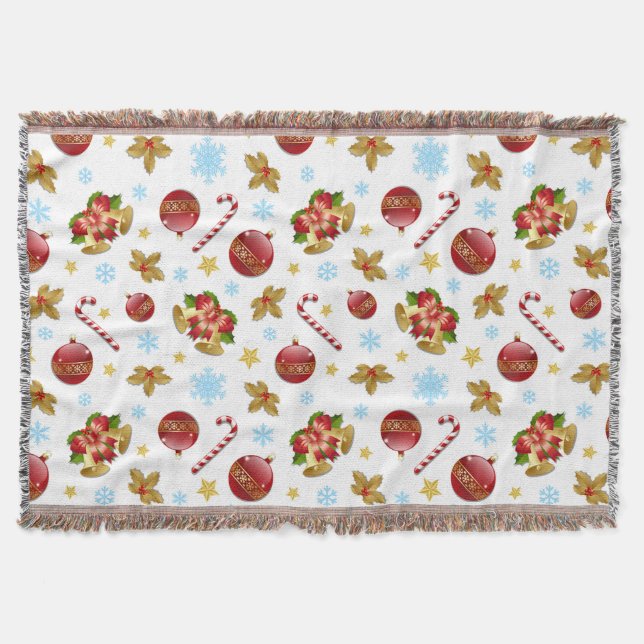 Manta Bolas de Natal Vermelhas e Ouros, Sagrado de Natal (Frente)