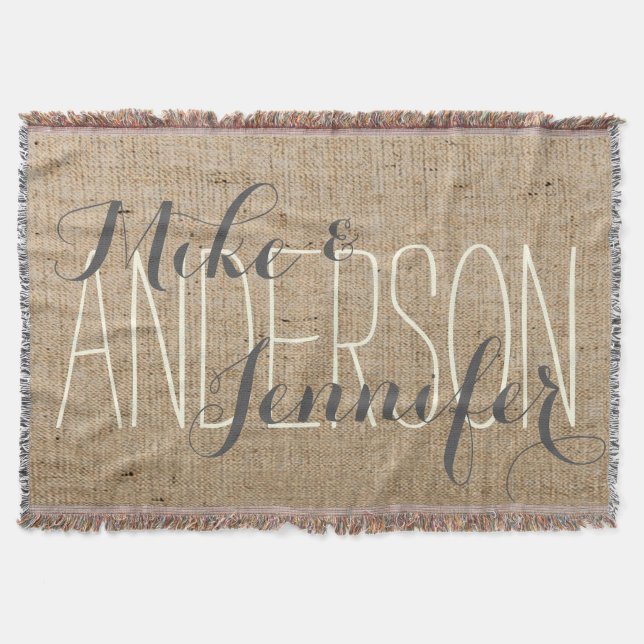 Manta Burlap Personalised Wedding Bride & Groom's Names (Frente)