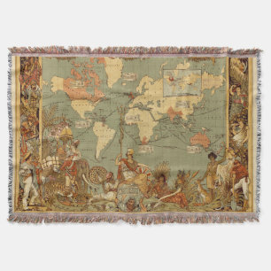Manta Cartaz do Mapa Mundial do Império Britânico de 188