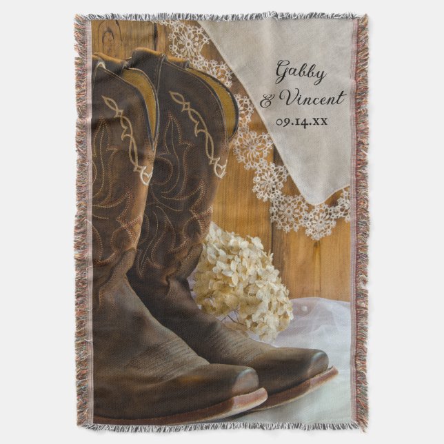 Manta Casamento Ocidental de Cowboy Boots and Lace Count (Frente Vertical)