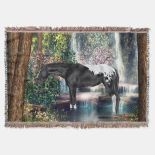 Manta Cavalo Appaloosa Preto Fundo de Cachoeira