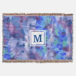 Manta Cerceta roxa azul pintado à mão abstrata da