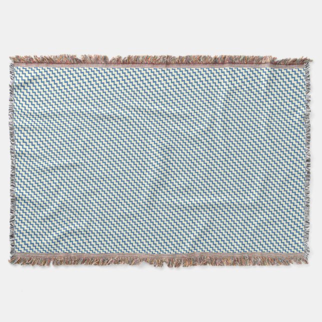 Manta Chevron zigzag padrão dois tons denim azul creme (Frente)