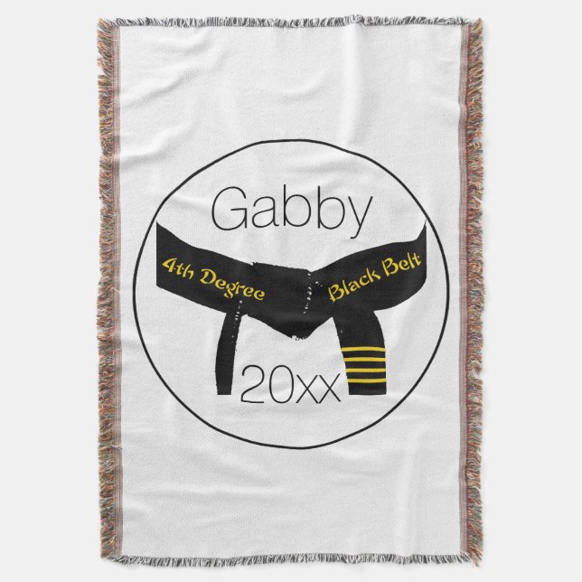Manta Cinturão Preto de 4º Grau Artes Marciais (Frente Vertical)