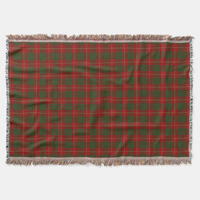 Manta Clã escocês Tartan vermelho e verde de Cameron (Frente)