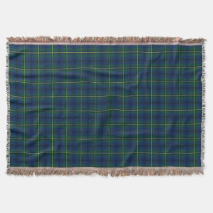 Manta Clan Johnston Tartan Royal Blue e Xadrez Verde