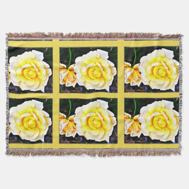 Manta Cobertura do lance do rosa amarelo (Frente)