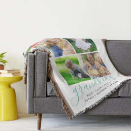 Manta Colagem de Fotografias com Nomes de Netos Personal