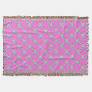 Manta Cor-de-rosa-quatrefoil e cinzas
