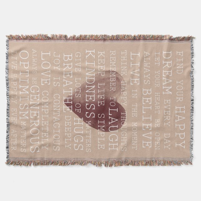 Manta Coração inspirado da aguarela das palavras (Frente)