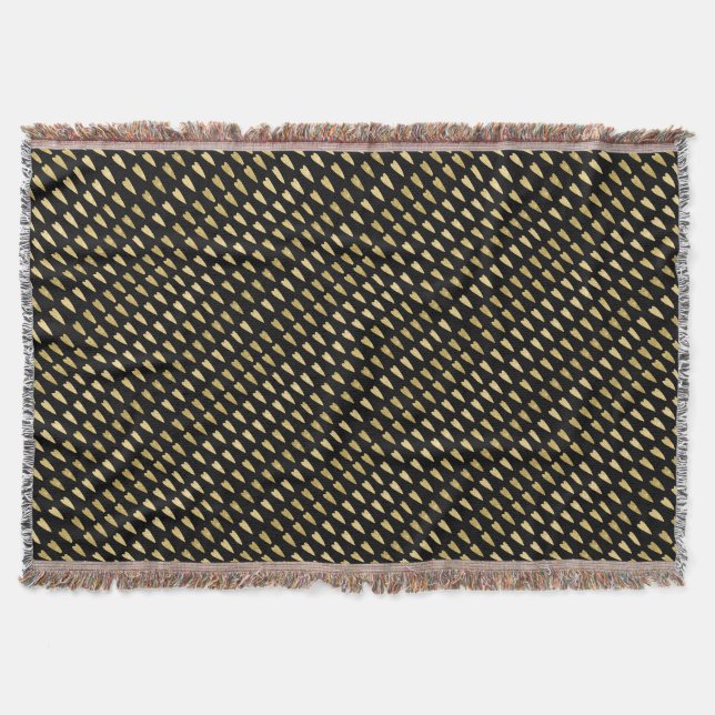 Manta Corações Pretos e Dourados (Frente)