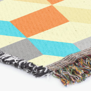 Manta Cubos Geométricos Amarelo Aqua Abstrato moderno