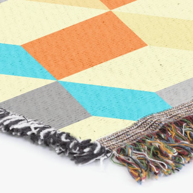 Manta Cubos Geométricos Amarelo Aqua Abstrato moderno (Canto)