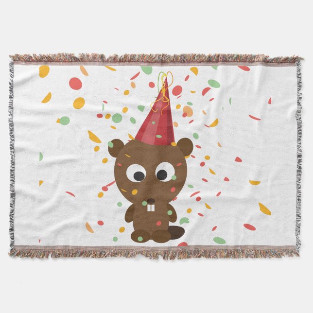 Manta Cute Confetti Party Beaver (Frente)
