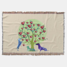 Manta Dachshund Hearts Garden Throw Blanket