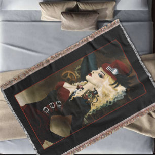 Manta Dama Elegante Relógio Vermelho Steampunk Vitoriano