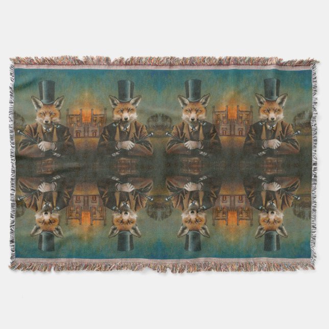 Manta Dapper Victorian Fox Throw Blanket (Frente)