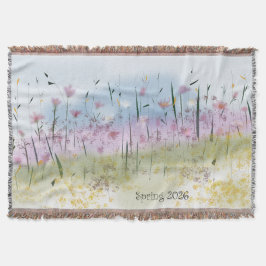 Manta de Lançar com Estampa de Flores Silvestres e