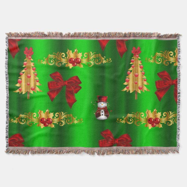 Manta Decorações de Natal Em Verde (Frente)