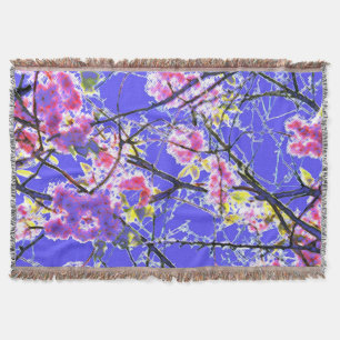 Manta Design abstrato floral preto-rosa azul