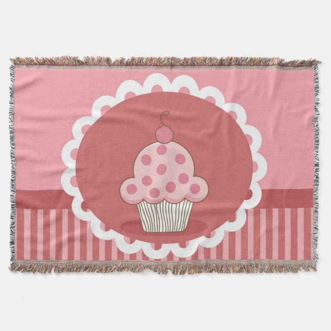 Manta Design cor-de-rosa do cupcake (Frente)