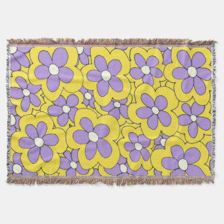 Manta Design de Flor Amarelo e Púrpura Desenhado à Mão