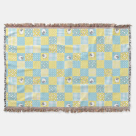 Manta Diversão Welsh Sheep Faux Patchwork Blue Yellow Gi