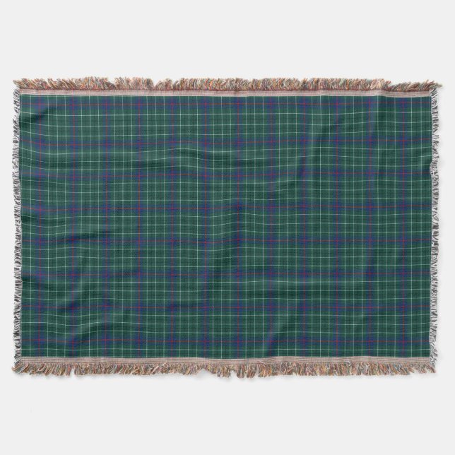 Manta Duncan Clan Tartan Green e Xadrez azul (Frente)