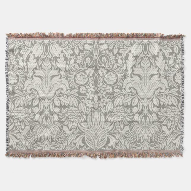 Manta elegante formal brocado de renda damasco branco (Frente)