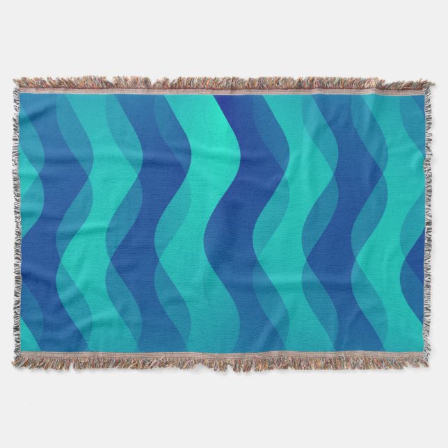 Manta Engraçado Onda azul ciano + sua ideia (Frente)