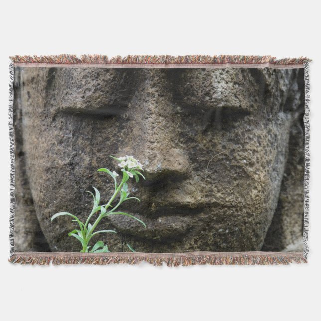 Manta Estátua de jardim em pedra com flor (Frente)