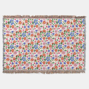 Manta Estilo chique da arte popular floral na cobertura