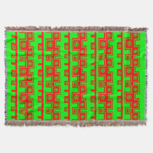 Manta Estilo Tribal II - Verde no Vermelho
