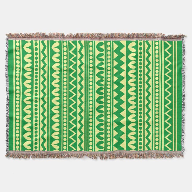 Manta Estilo Tribal - Verde-Grama em Amarelo-Chalk (Frente)