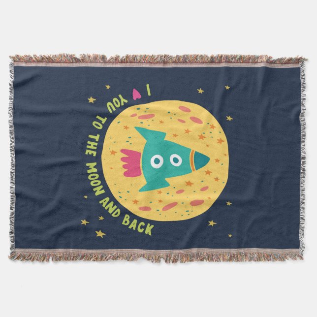 Manta Eu te amo à lua e ao Rocketship traseiro (Frente)