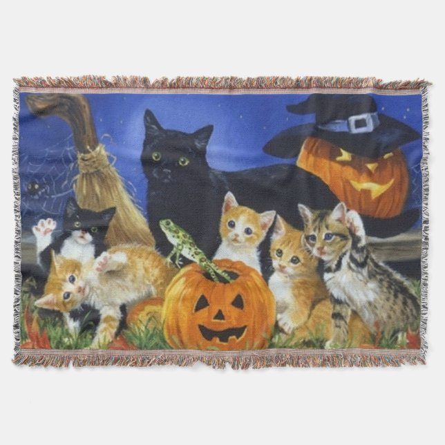 Manta Família de Gatinhos Halloween (Frente)