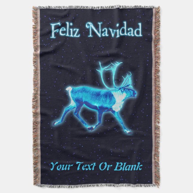 Manta Feliz Navidad - Azul Cariou (Reindeer) (Frente Vertical)