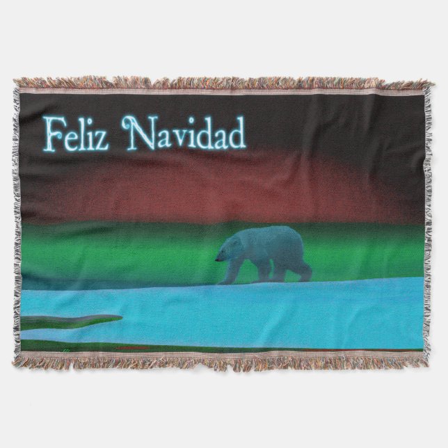 Manta Feliz Navidad - Urso Polar das Luzes (Frente)