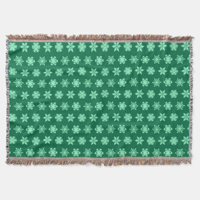 Manta Flocos de neve Ikat - Pinho e horta verdes (Frente)