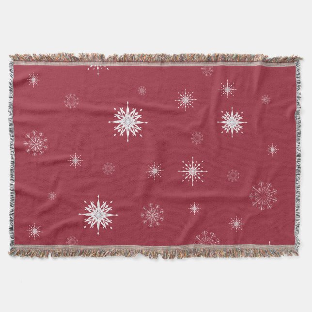 Manta Flocos de neve na cobertura vermelha do lance (Frente)