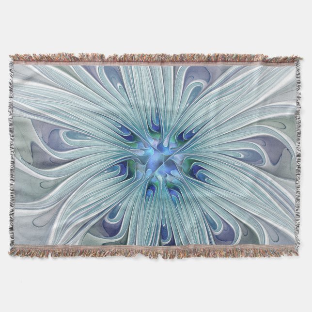 Manta Floral Beauty Abstrato Modern Blue Pastel Flower (Frente)