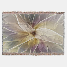 Manta Floral Fantasy Dourada Eggplant Abstrato Art Fract