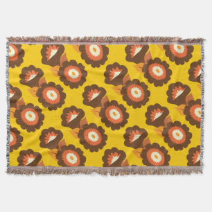 Manta Flores Marrons Retro