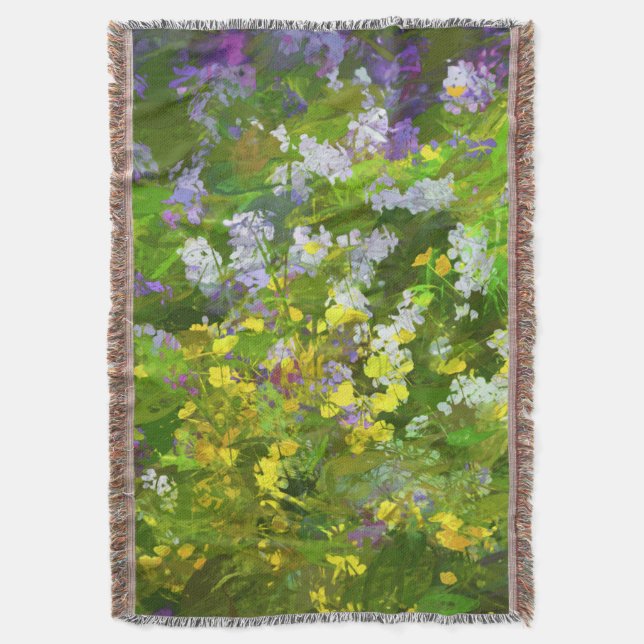 Manta Flores Selvagens Impasto - Arte Flor Original (Frente Vertical)