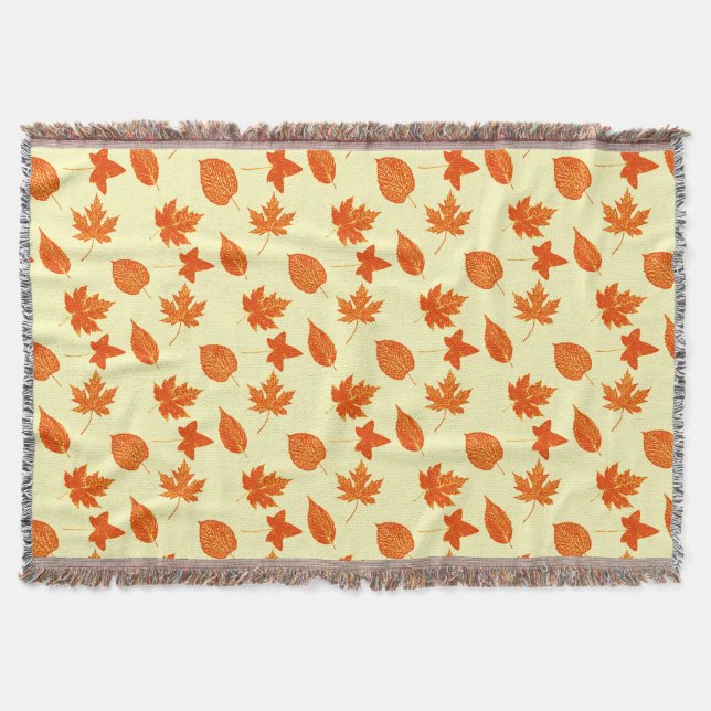 Manta Folhas de outono - amarelo pálido e laranja (Frente)
