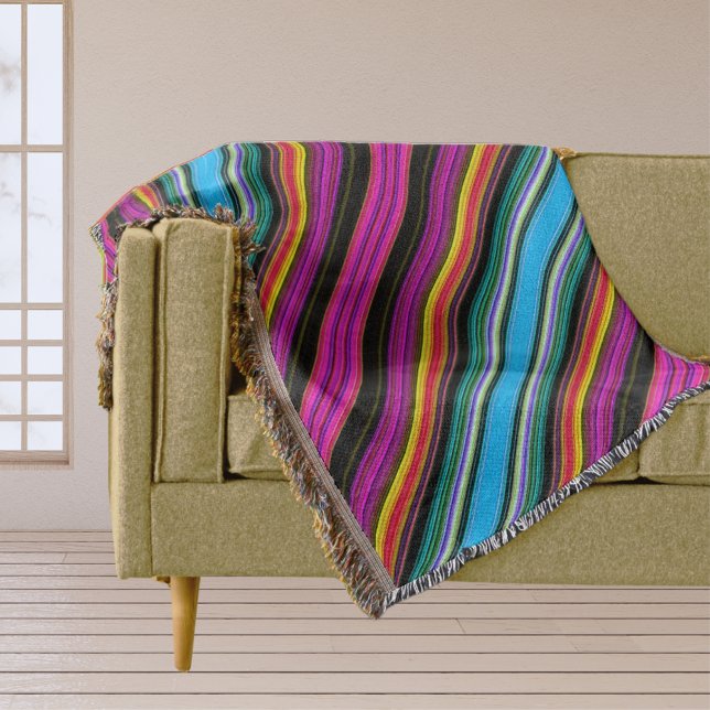 Manta Gamas de Diagonal Coloridas Finas - 2 Coberturas d (thin_colorful_diagonal_stripes_2_throw_blanket)