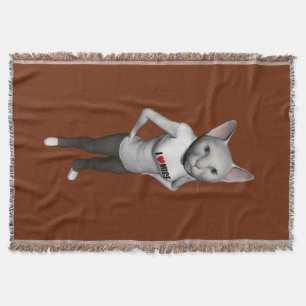 Manta Gato Branco Engraçado Que Adora Ratos