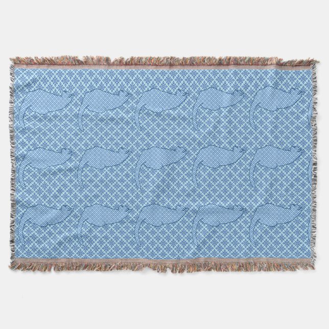 Manta Gato Japonês - Blue Kimono Impressão (Frente)